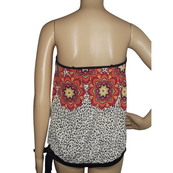 Venus Tankini Swimsuit Top Womens Size 10 animal pring black orange Built In Bra - Picture 4 of 8